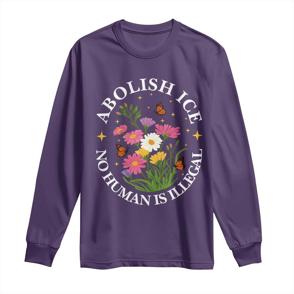 Abolish Ice No Human Is Illegal Long Sleeve Shirt Immigration Rights Protest