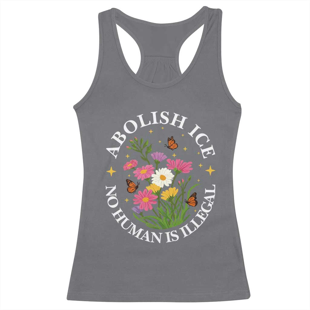 Abolish Ice No Human Is Illegal Racerback Tank Top Immigration Rights Protest