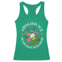 Abolish Ice No Human Is Illegal Racerback Tank Top Immigration Rights Protest