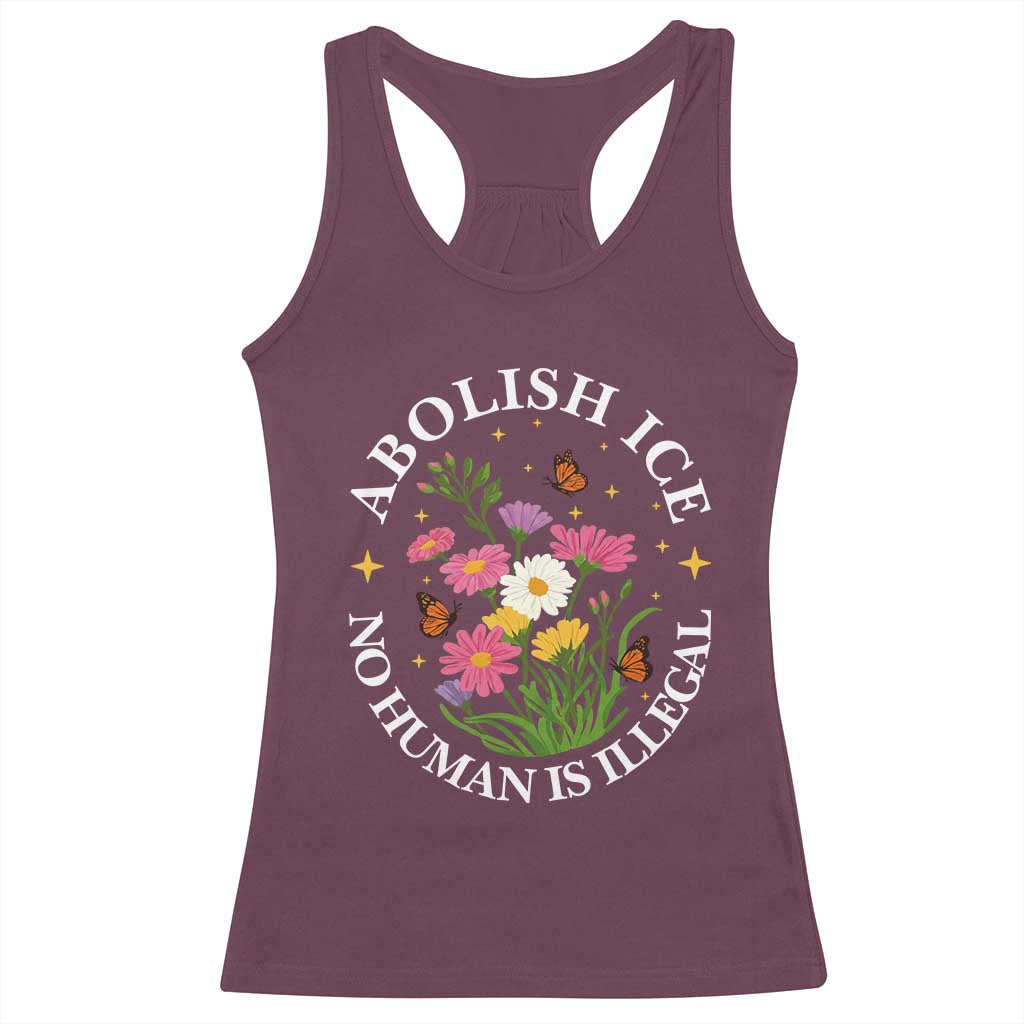 Abolish Ice No Human Is Illegal Racerback Tank Top Immigration Rights Protest