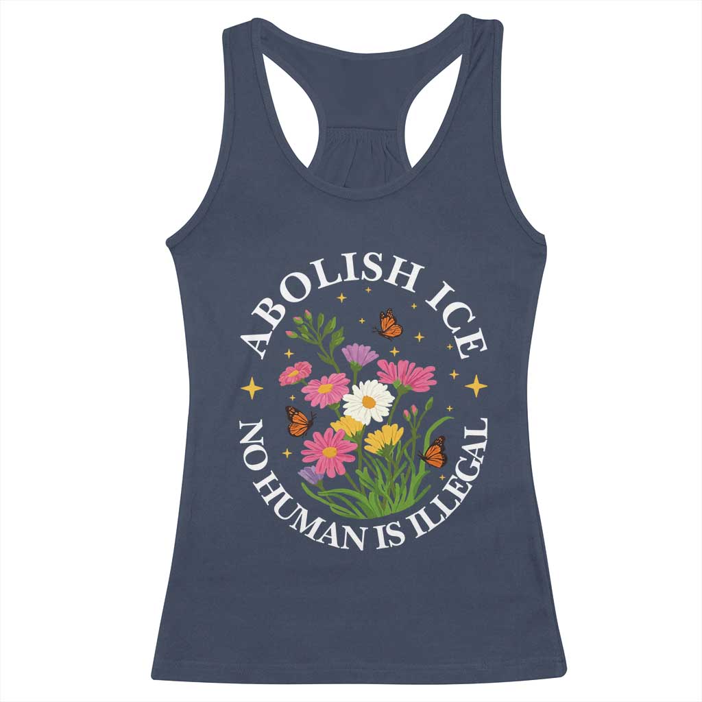 Abolish Ice No Human Is Illegal Racerback Tank Top Immigration Rights Protest