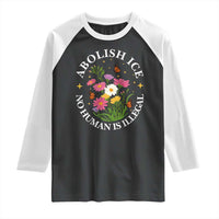 Abolish Ice No Human Is Illegal Raglan Shirt Immigration Rights Protest