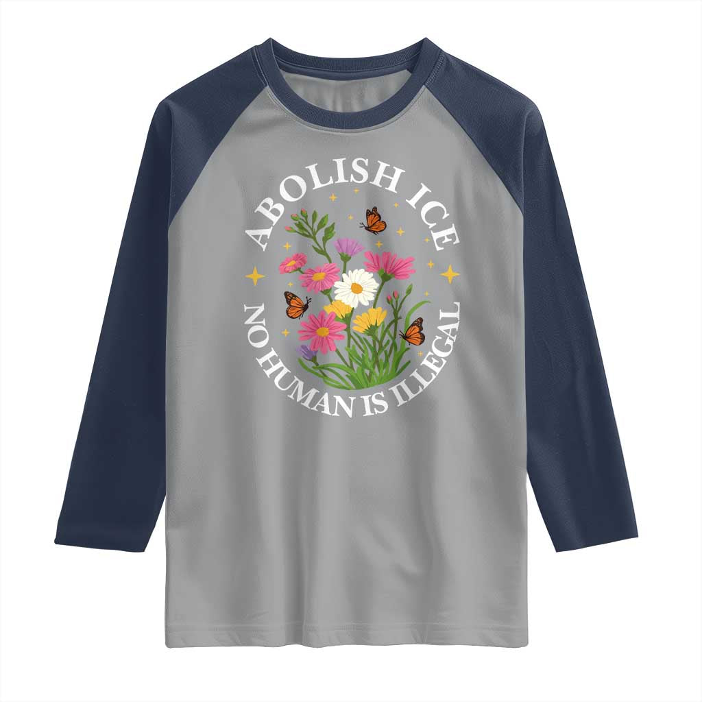 Abolish Ice No Human Is Illegal Raglan Shirt Immigration Rights Protest
