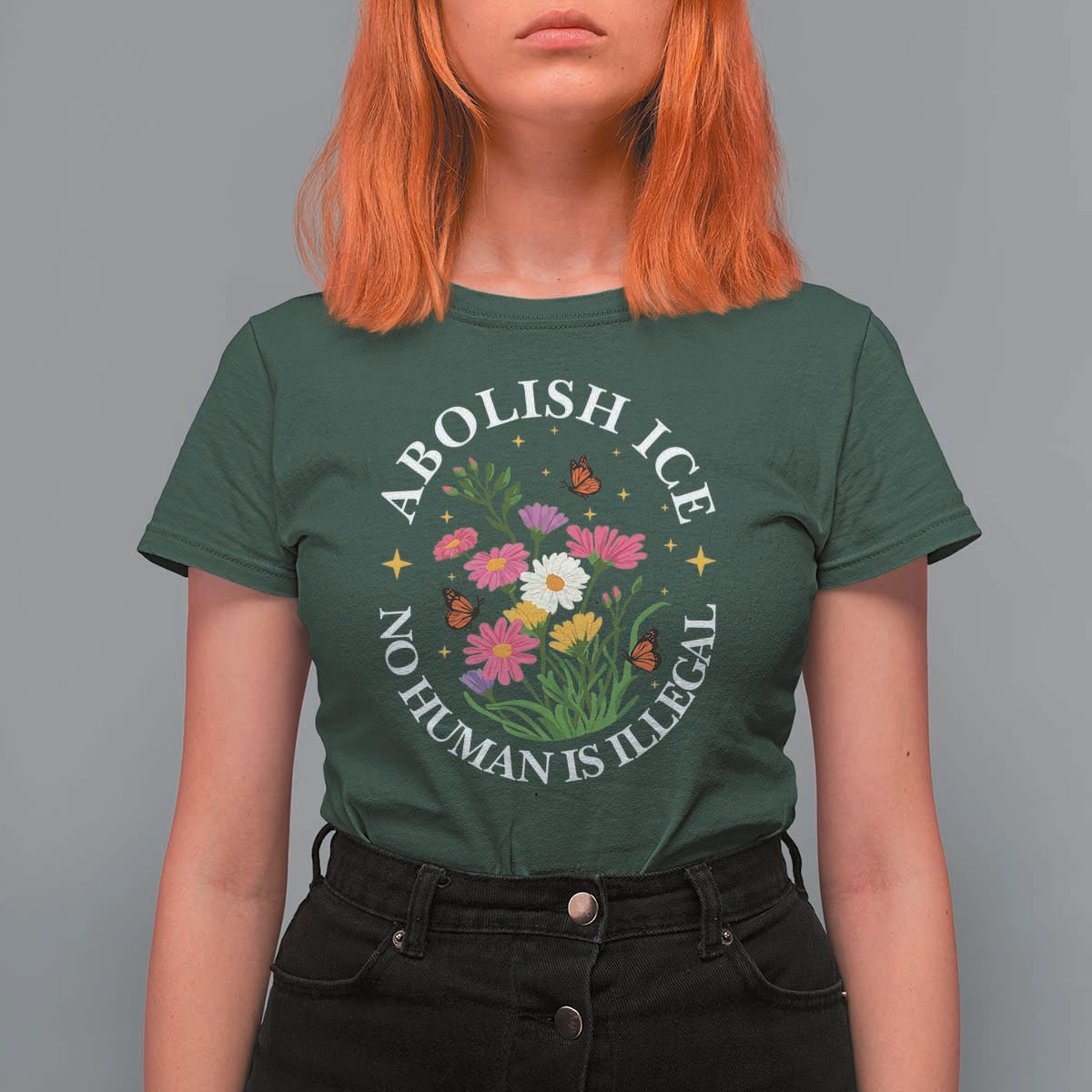 Abolish Ice No Human Is Illegal T Shirt For Women Immigration Rights Protest