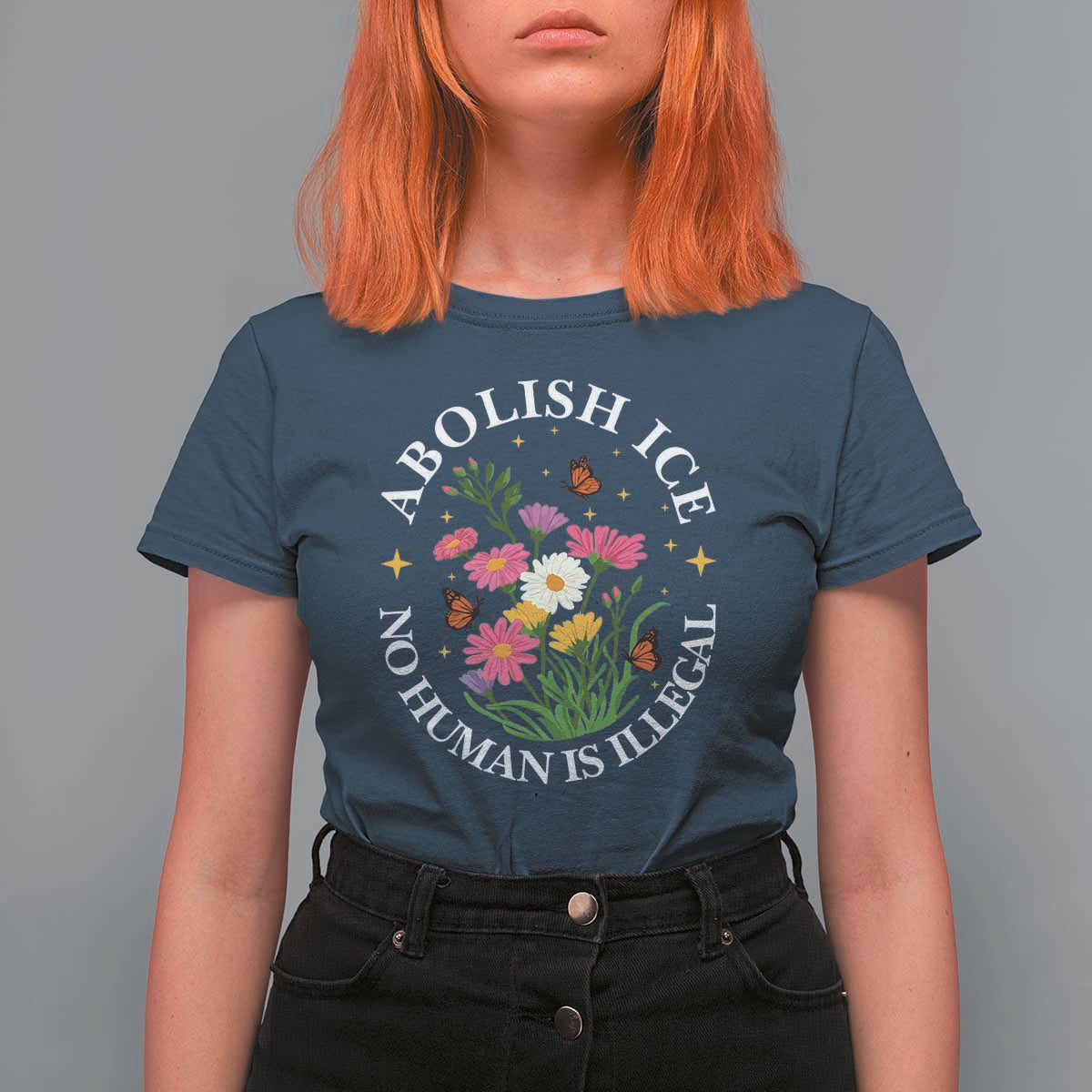 Abolish Ice No Human Is Illegal T Shirt For Women Immigration Rights Protest