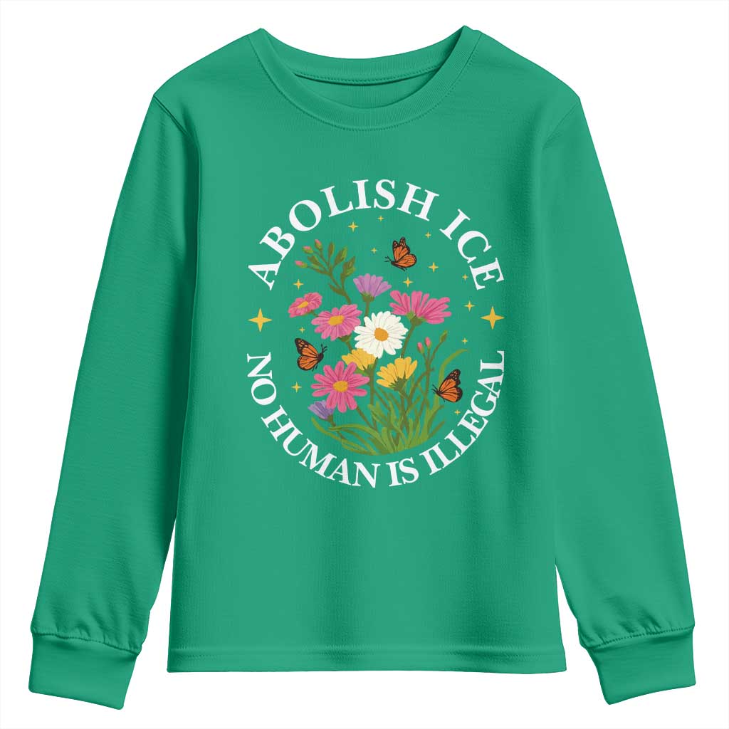 Abolish Ice No Human Is Illegal Youth Sweatshirt Immigration Rights Protest