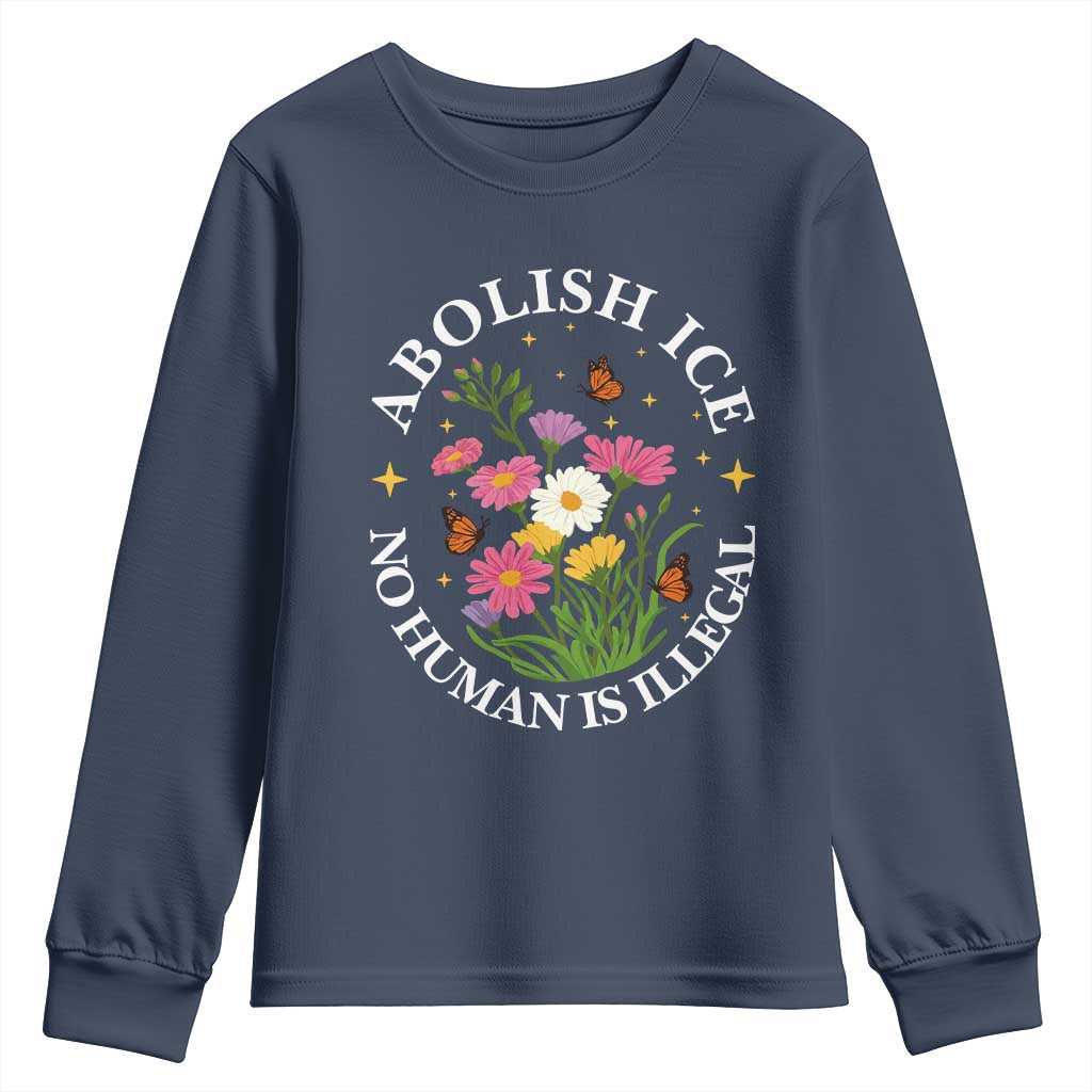 Abolish Ice No Human Is Illegal Youth Sweatshirt Immigration Rights Protest