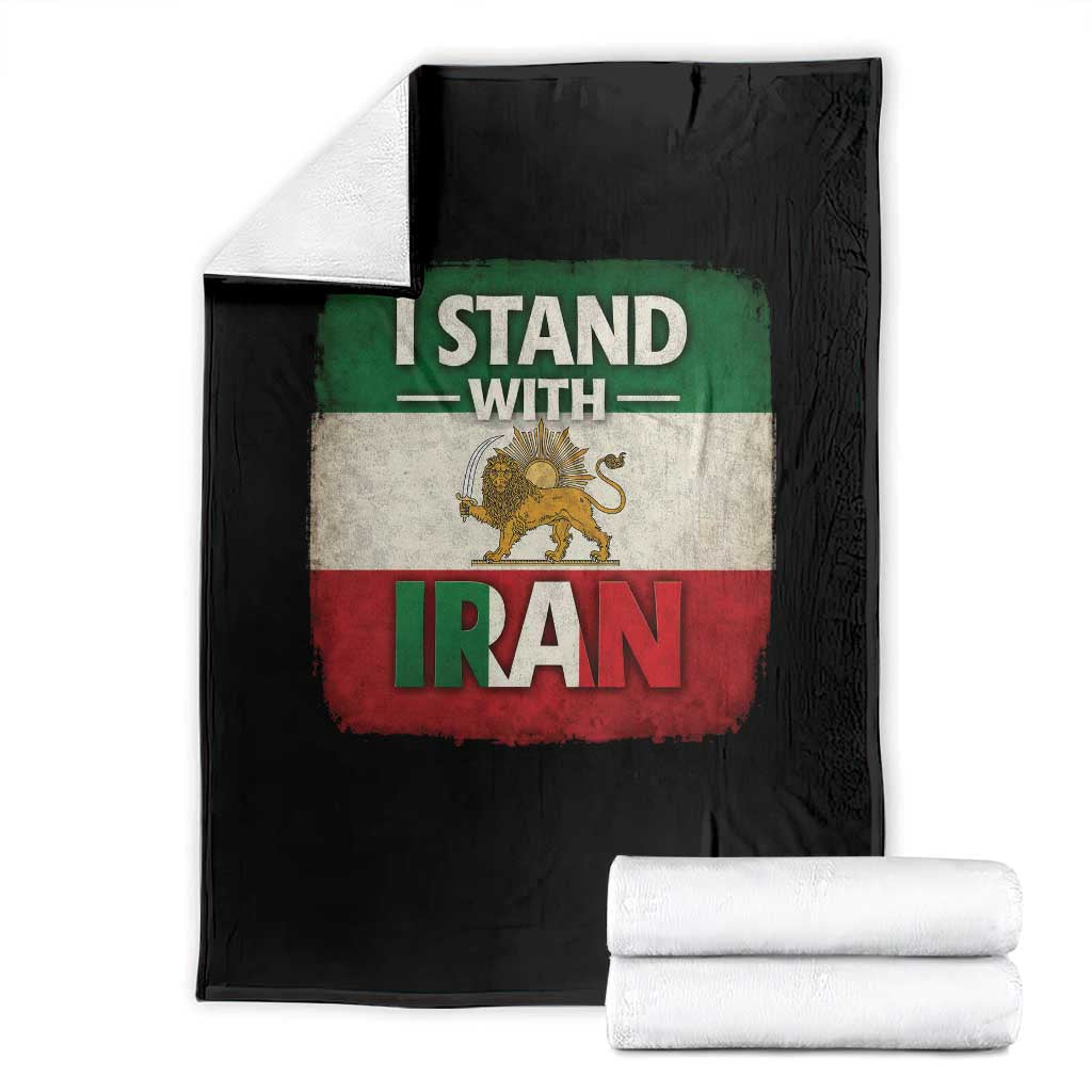 I Stand With Iran Throw Blanket Free Iran Support Persian Lion Flag
