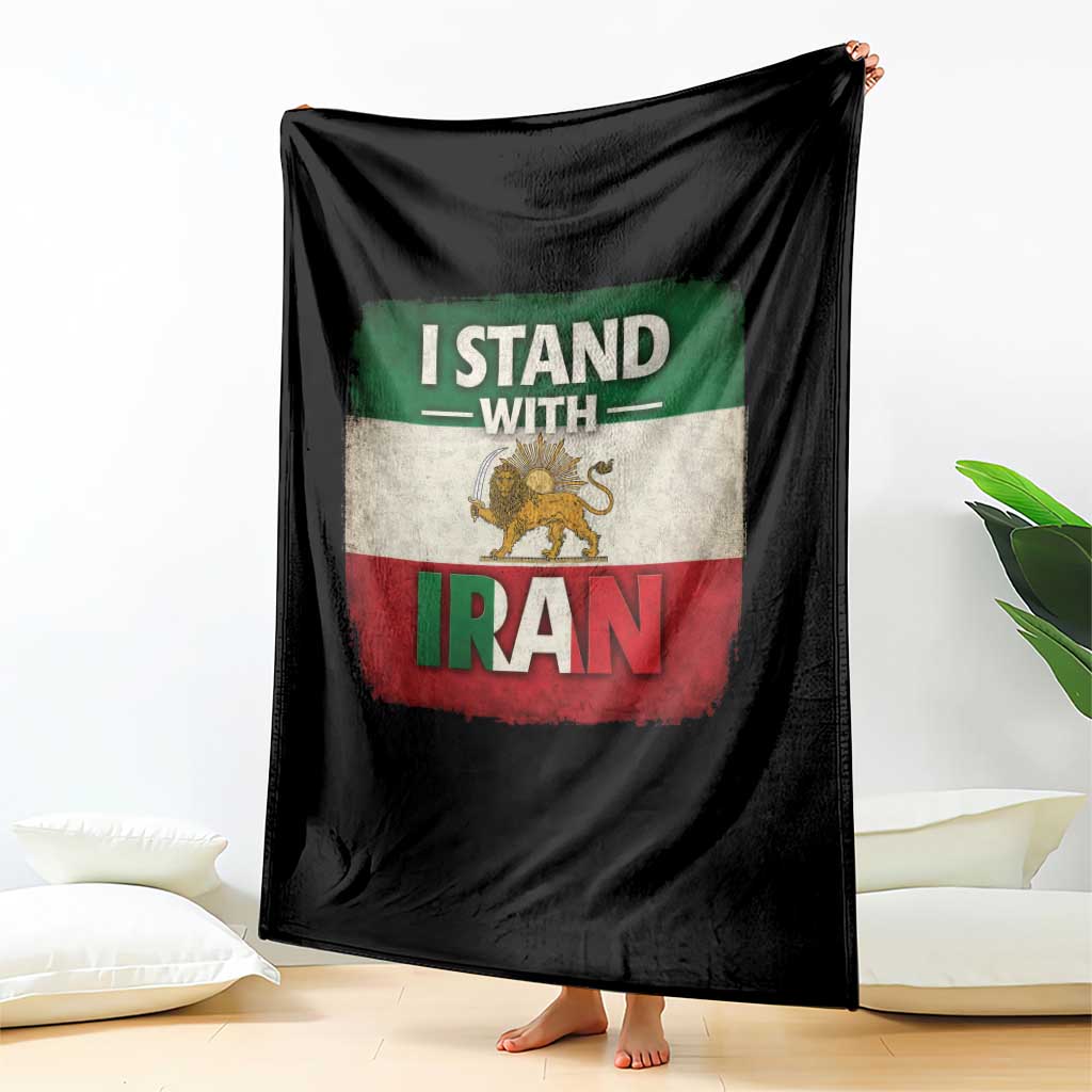 I Stand With Iran Throw Blanket Free Iran Support Persian Lion Flag