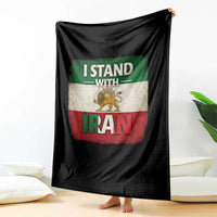 I Stand With Iran Throw Blanket Free Iran Support Persian Lion Flag
