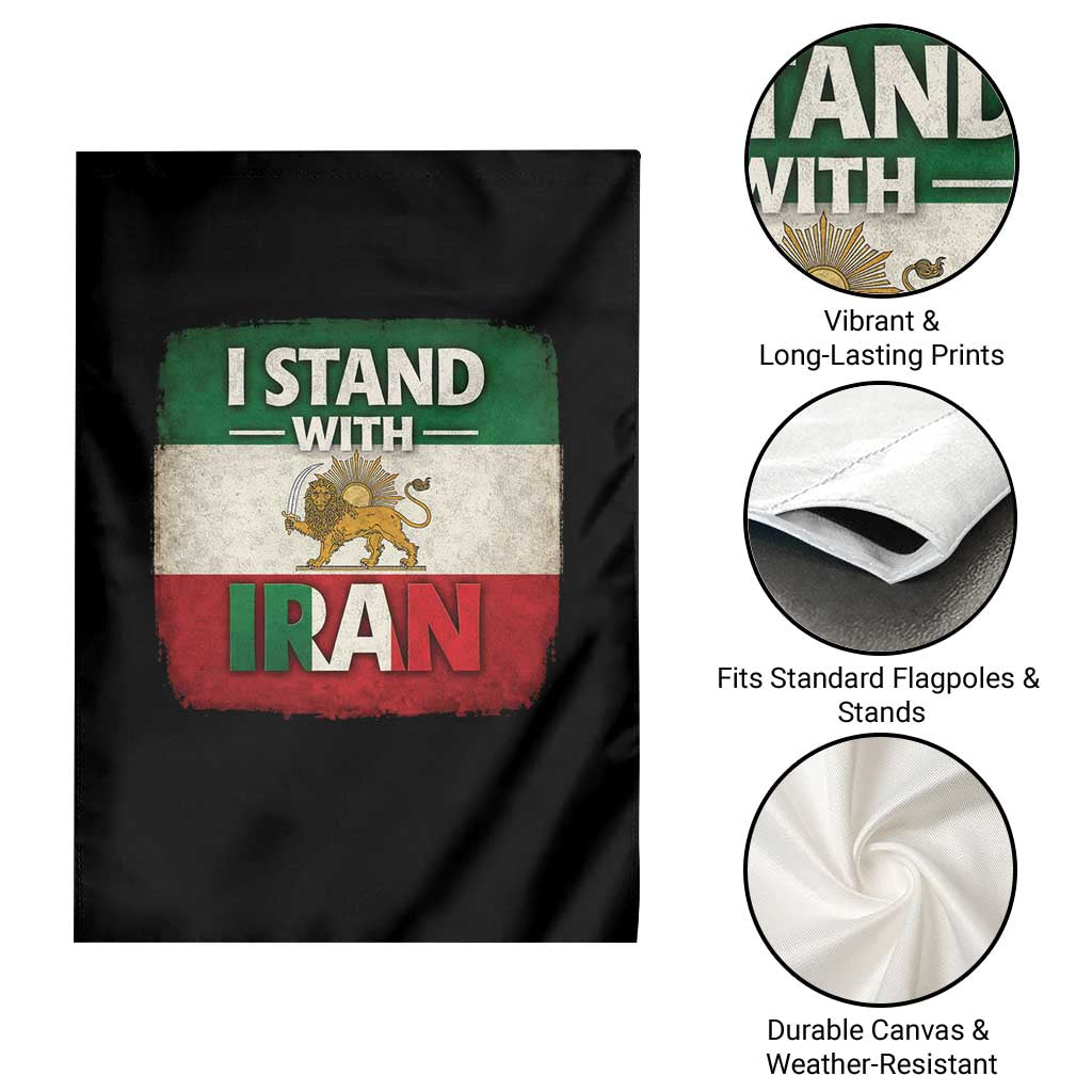 I Stand With Iran Garden Flag Free Iran Support Persian Lion Flag