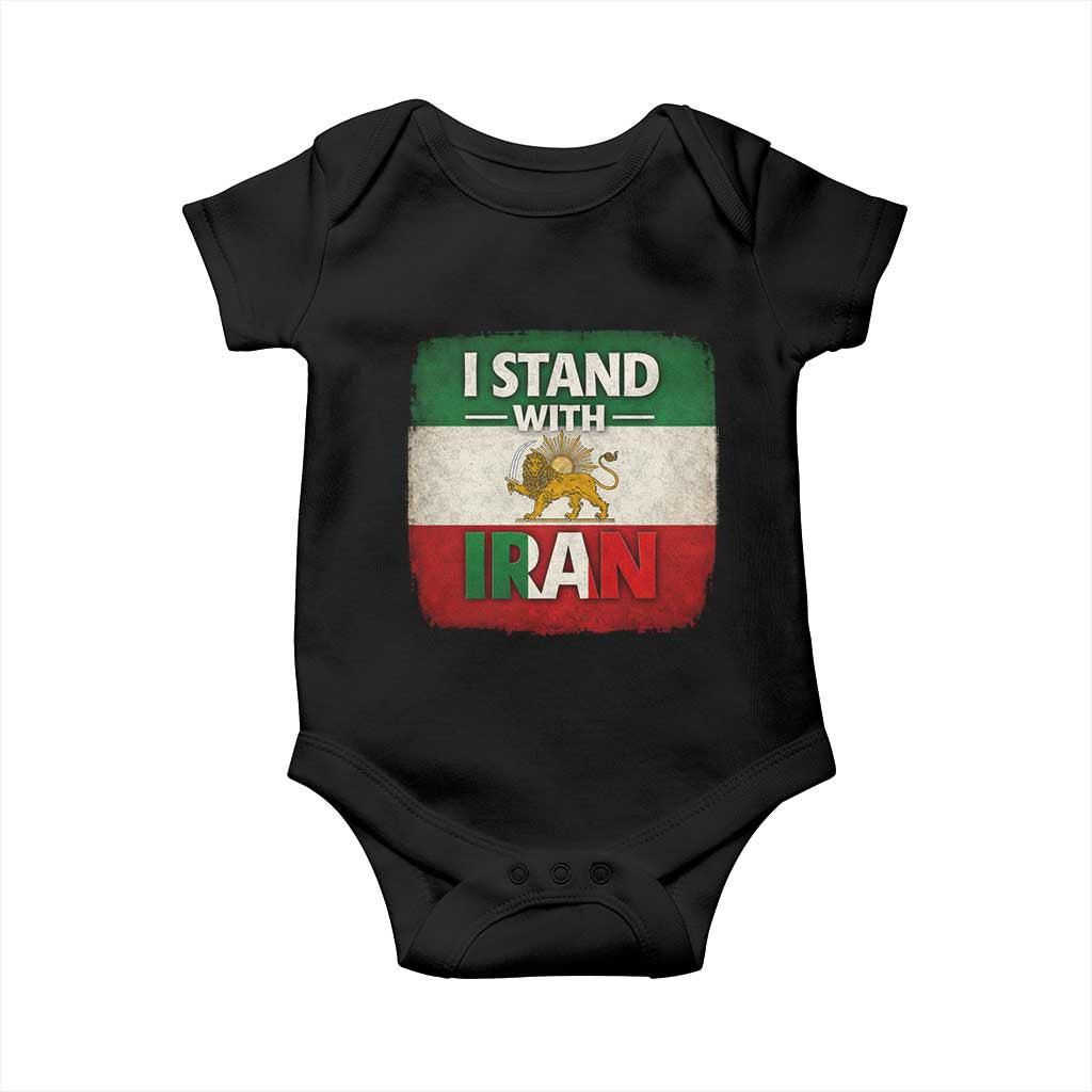 I Stand With Iran Baby Onesie Free Iran Support Persian Lion Flag