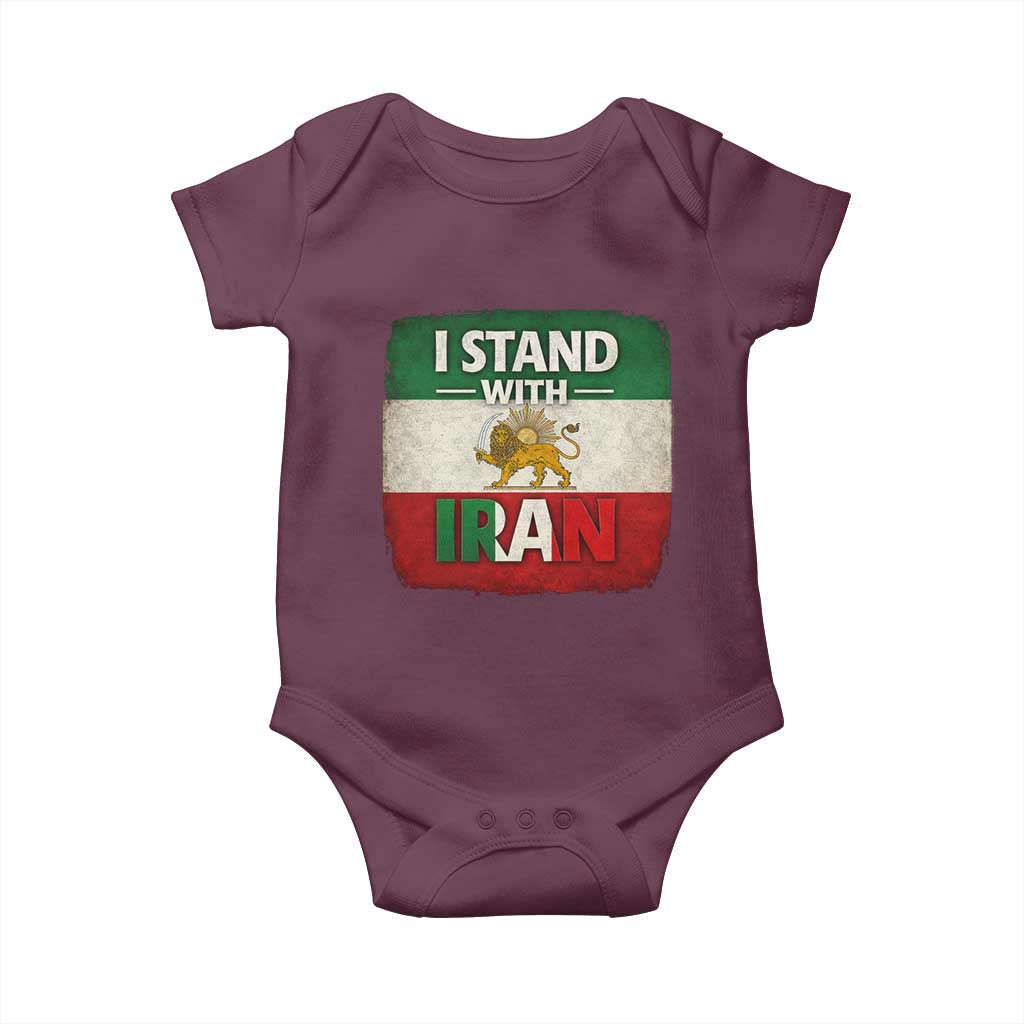 I Stand With Iran Baby Onesie Free Iran Support Persian Lion Flag