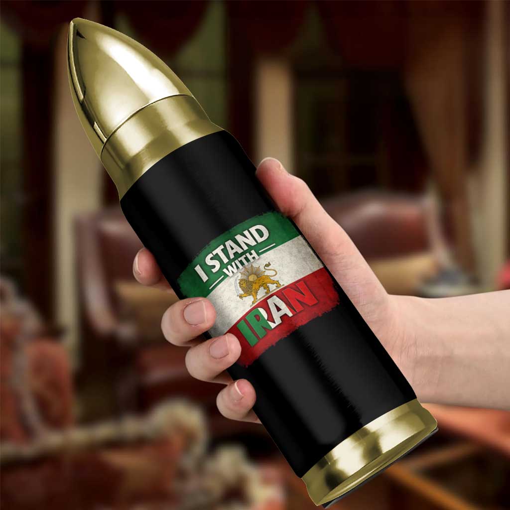 I Stand With Iran Bullet Tumbler Free Iran Support Persian Lion Flag