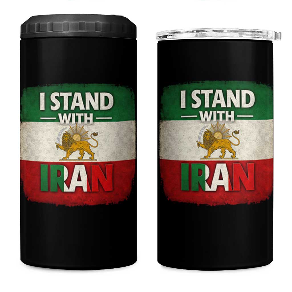 I Stand With Iran 4 in 1 Can Cooler Tumbler Free Iran Support Persian Lion Flag