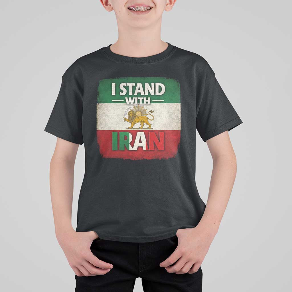 I Stand With Iran T Shirt For Kid Free Iran Support Persian Lion Flag