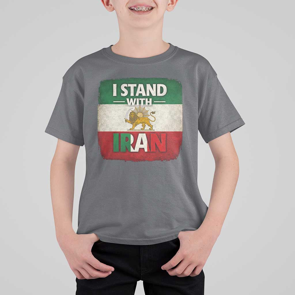 I Stand With Iran T Shirt For Kid Free Iran Support Persian Lion Flag
