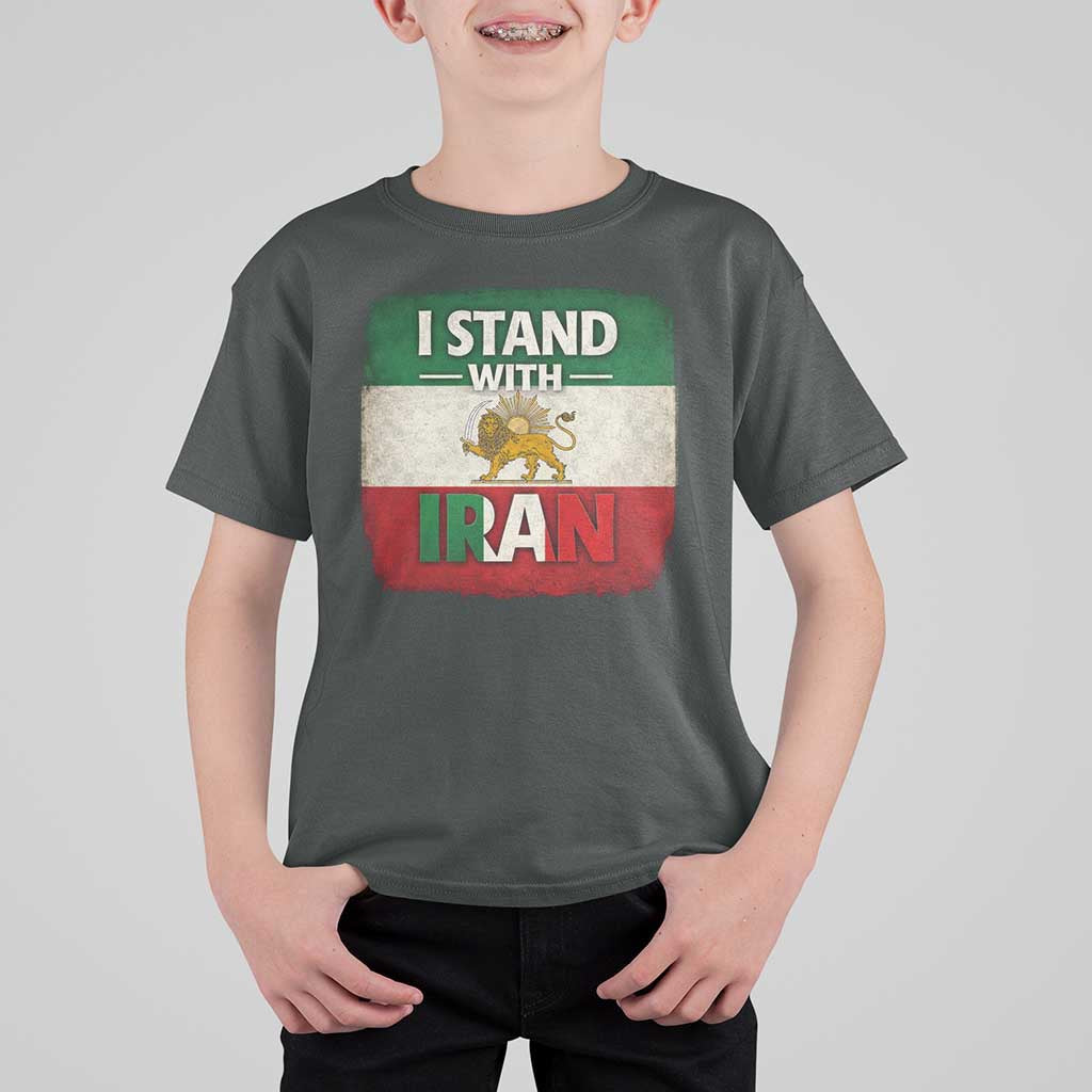 I Stand With Iran T Shirt For Kid Free Iran Support Persian Lion Flag