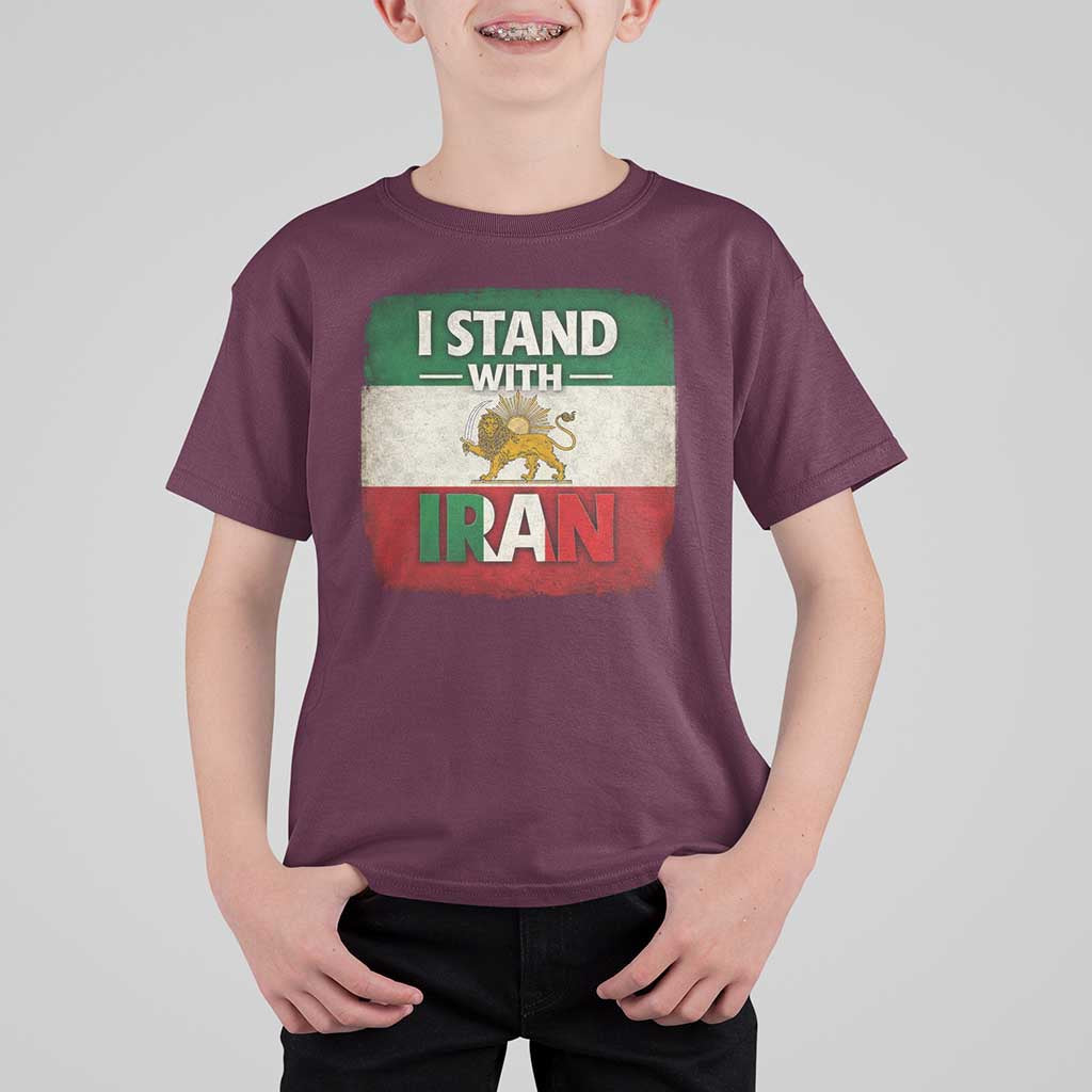 I Stand With Iran T Shirt For Kid Free Iran Support Persian Lion Flag