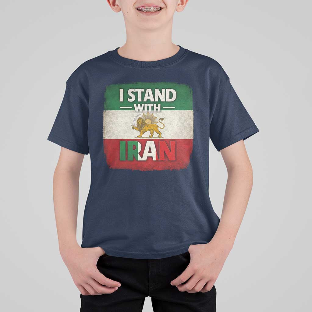 I Stand With Iran T Shirt For Kid Free Iran Support Persian Lion Flag