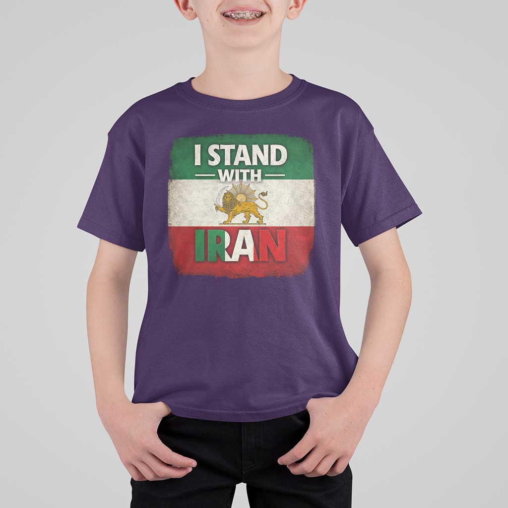 I Stand With Iran T Shirt For Kid Free Iran Support Persian Lion Flag