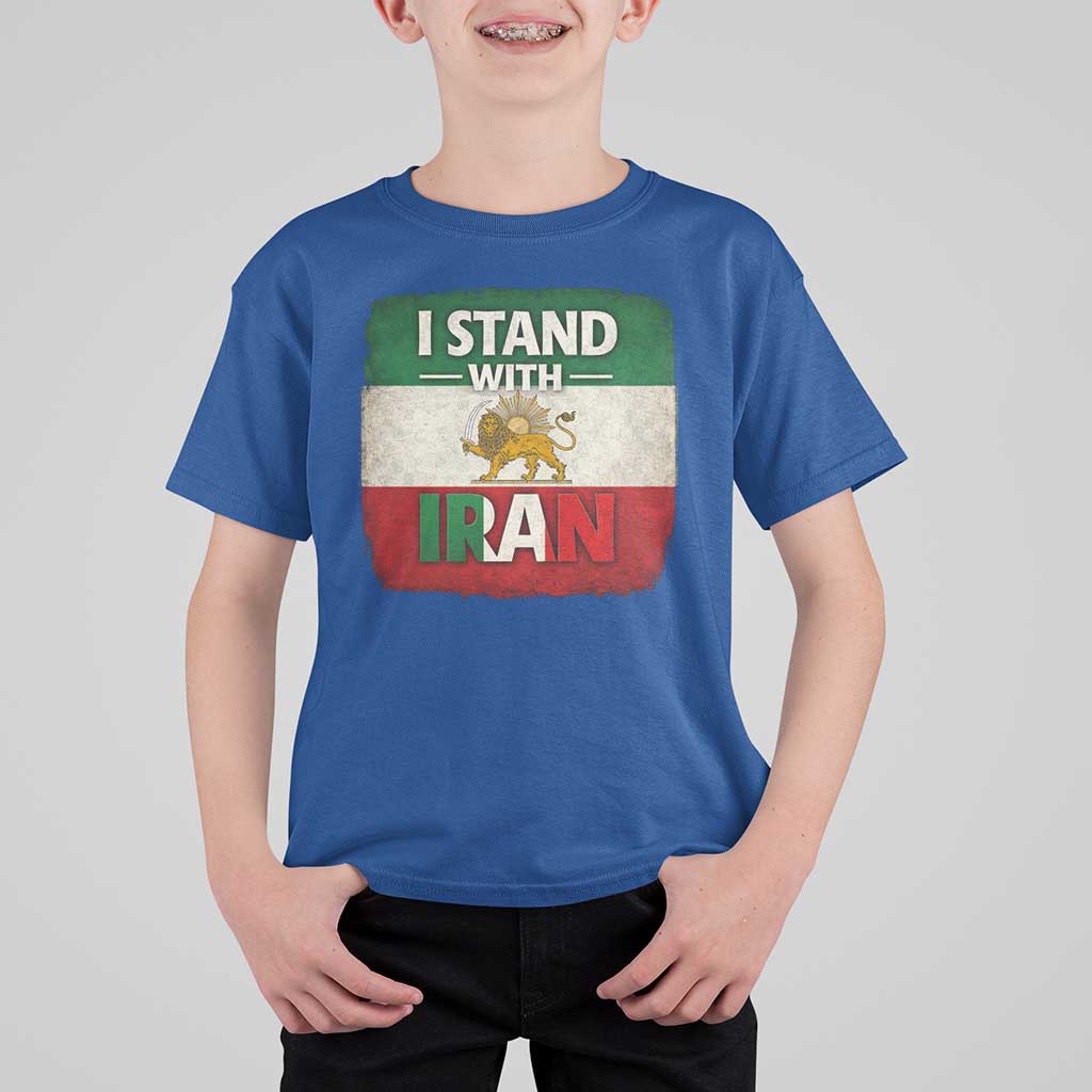 I Stand With Iran T Shirt For Kid Free Iran Support Persian Lion Flag