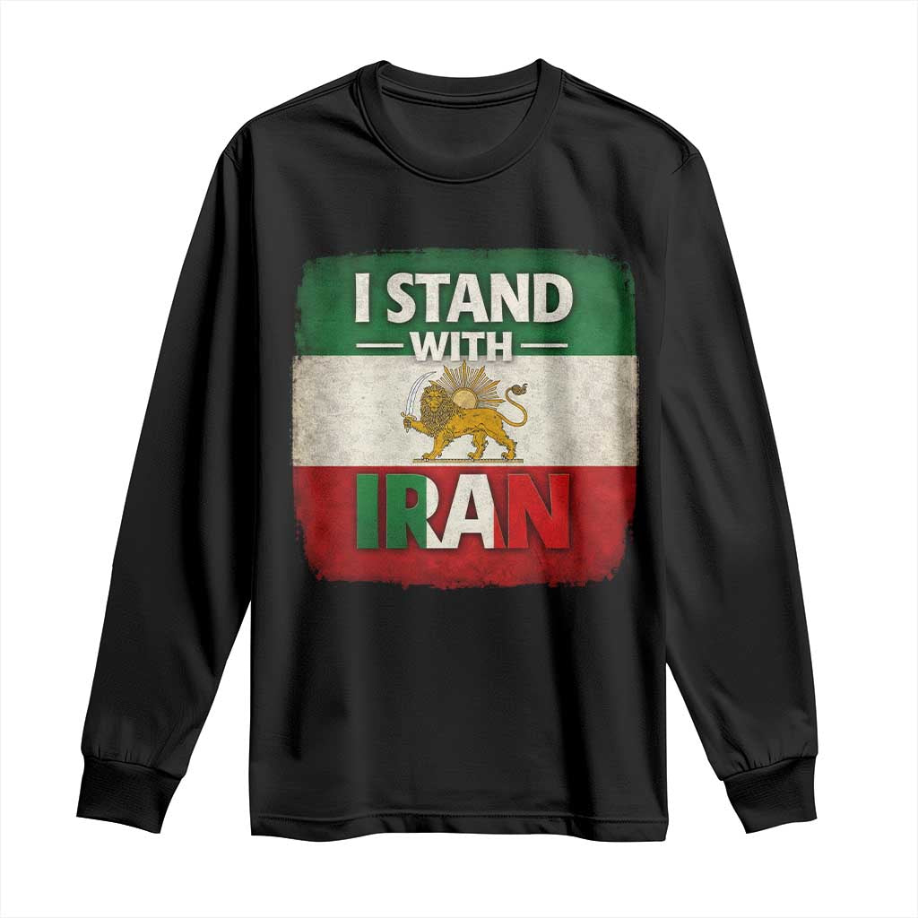I Stand With Iran Long Sleeve Shirt Free Iran Support Persian Lion Flag