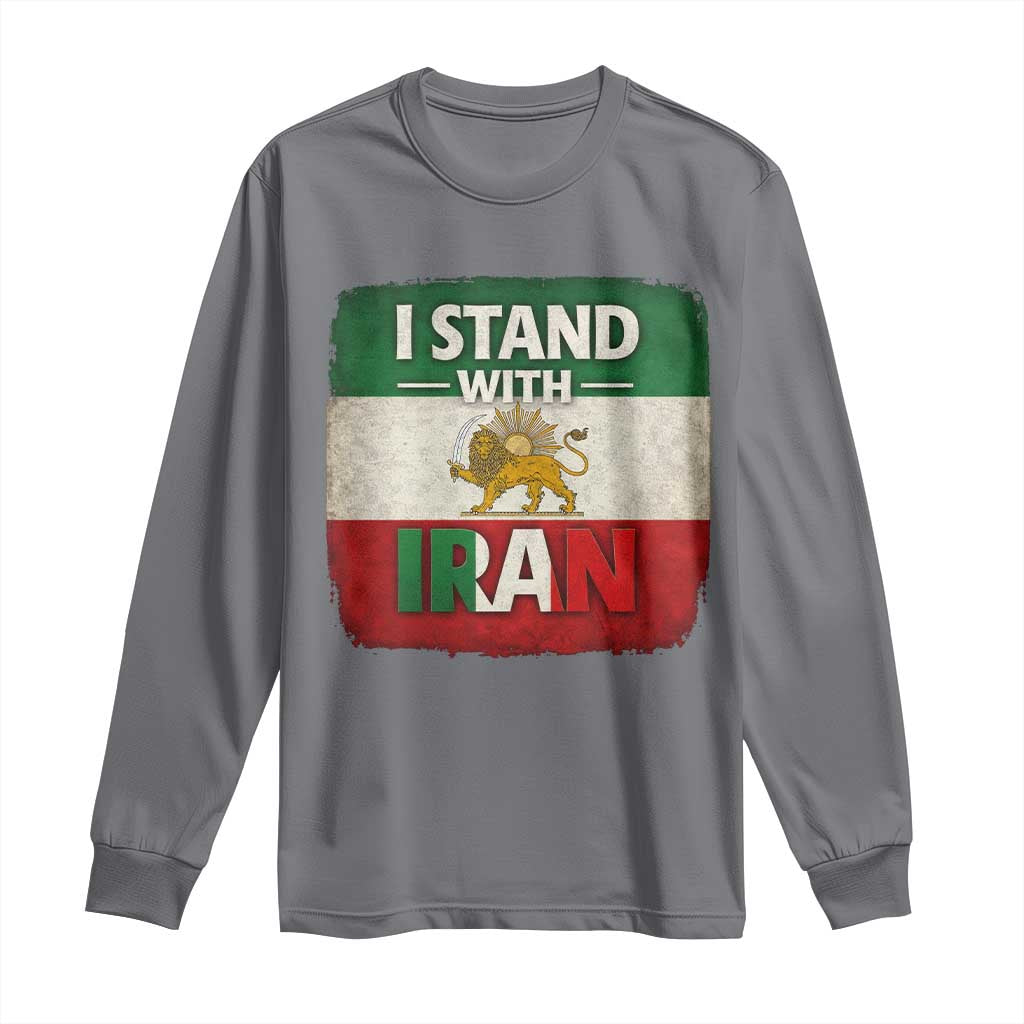 I Stand With Iran Long Sleeve Shirt Free Iran Support Persian Lion Flag