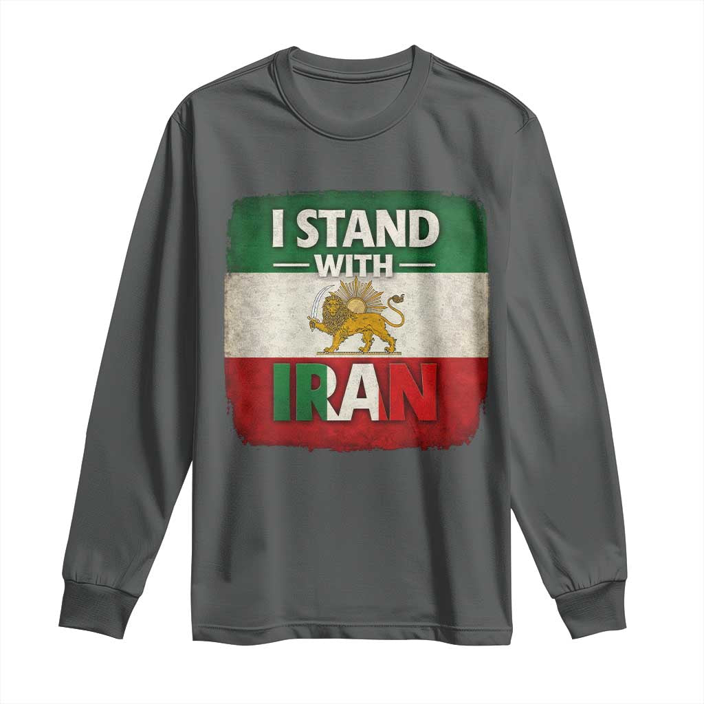 I Stand With Iran Long Sleeve Shirt Free Iran Support Persian Lion Flag