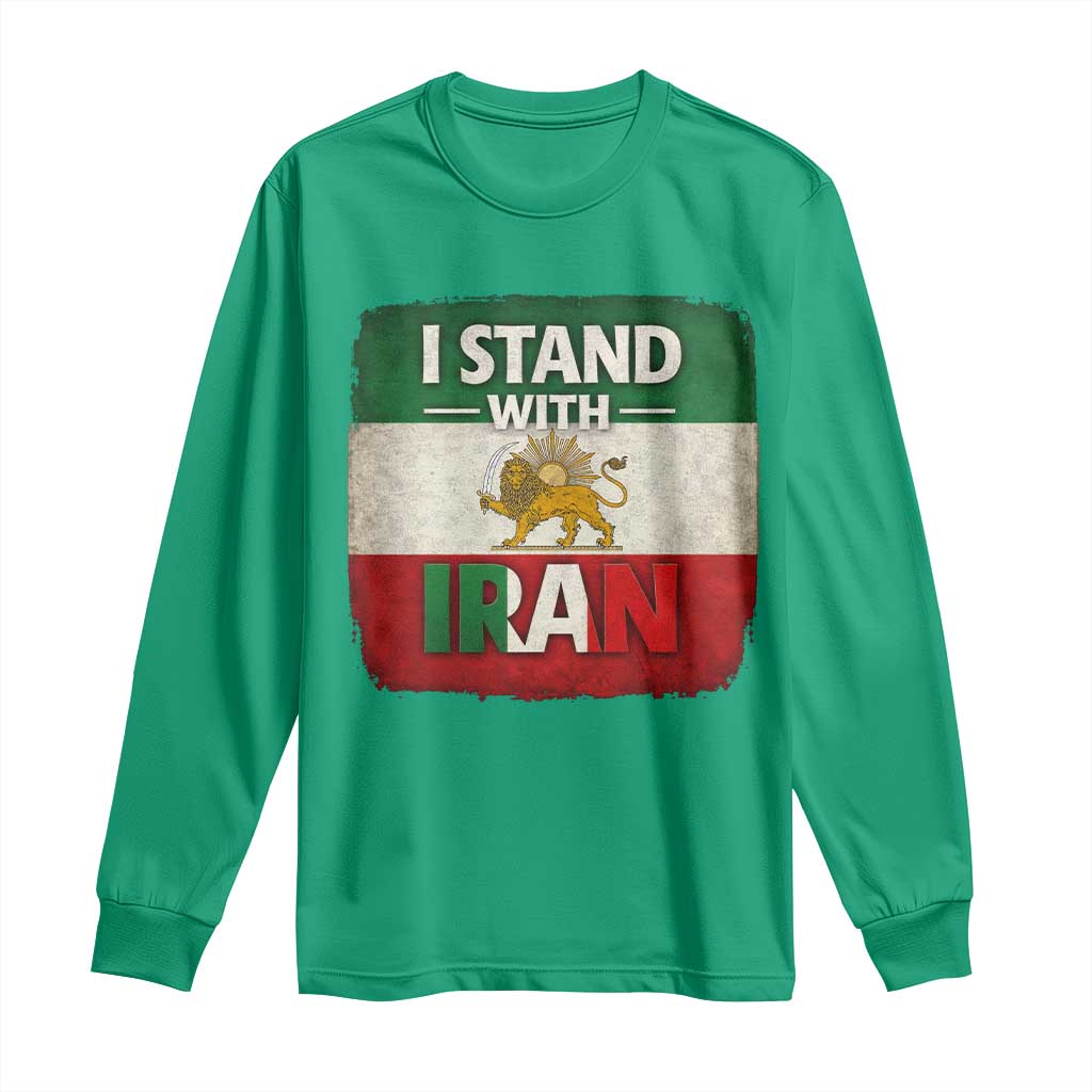 I Stand With Iran Long Sleeve Shirt Free Iran Support Persian Lion Flag