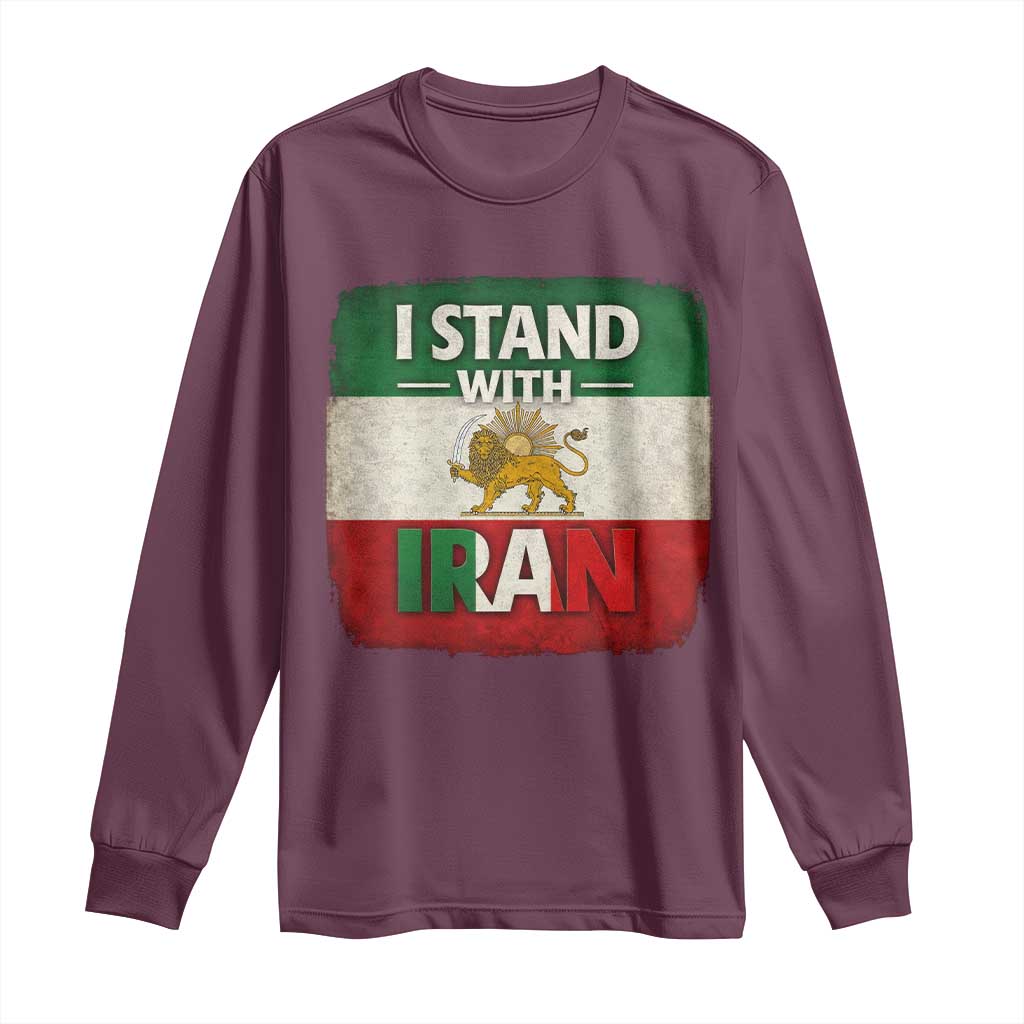 I Stand With Iran Long Sleeve Shirt Free Iran Support Persian Lion Flag