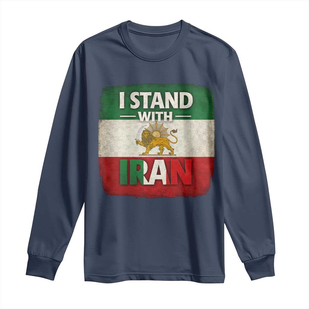 I Stand With Iran Long Sleeve Shirt Free Iran Support Persian Lion Flag