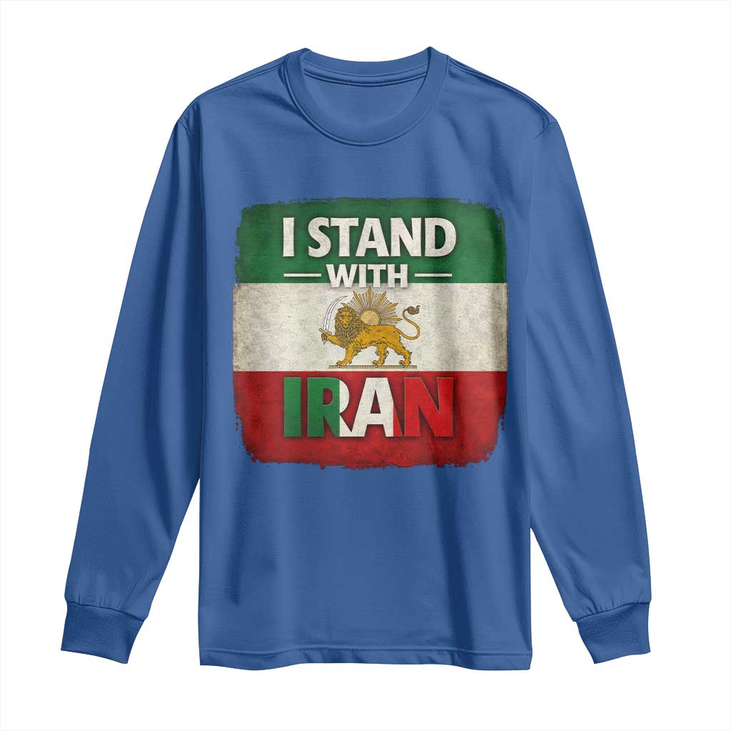 I Stand With Iran Long Sleeve Shirt Free Iran Support Persian Lion Flag