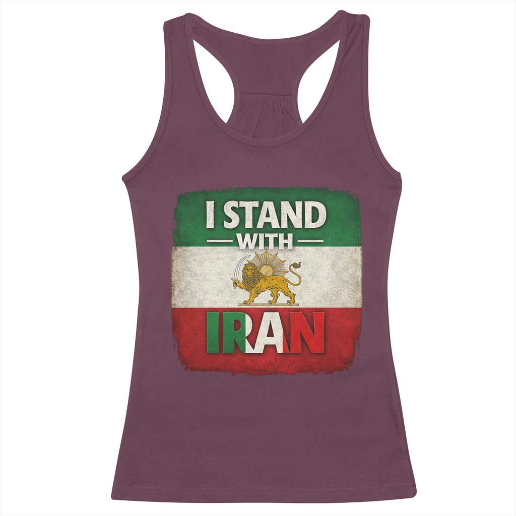I Stand With Iran Racerback Tank Top Free Iran Support Persian Lion Flag
