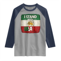 I Stand With Iran Raglan Shirt Free Iran Support Persian Lion Flag