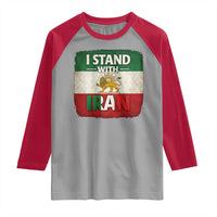 I Stand With Iran Raglan Shirt Free Iran Support Persian Lion Flag