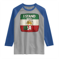 I Stand With Iran Raglan Shirt Free Iran Support Persian Lion Flag