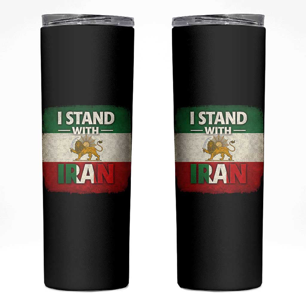 I Stand With Iran Skinny Tumbler Free Iran Support Persian Lion Flag