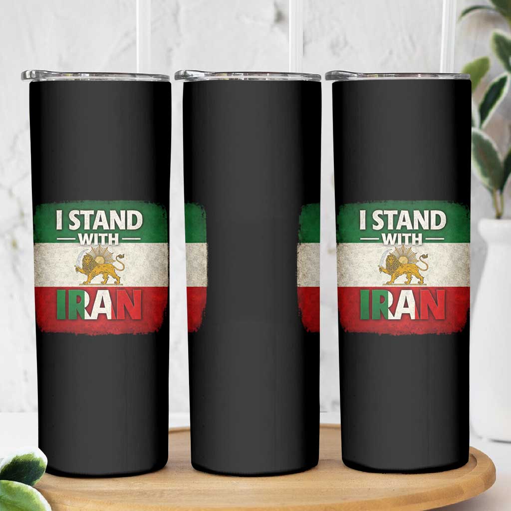 I Stand With Iran Skinny Tumbler Free Iran Support Persian Lion Flag