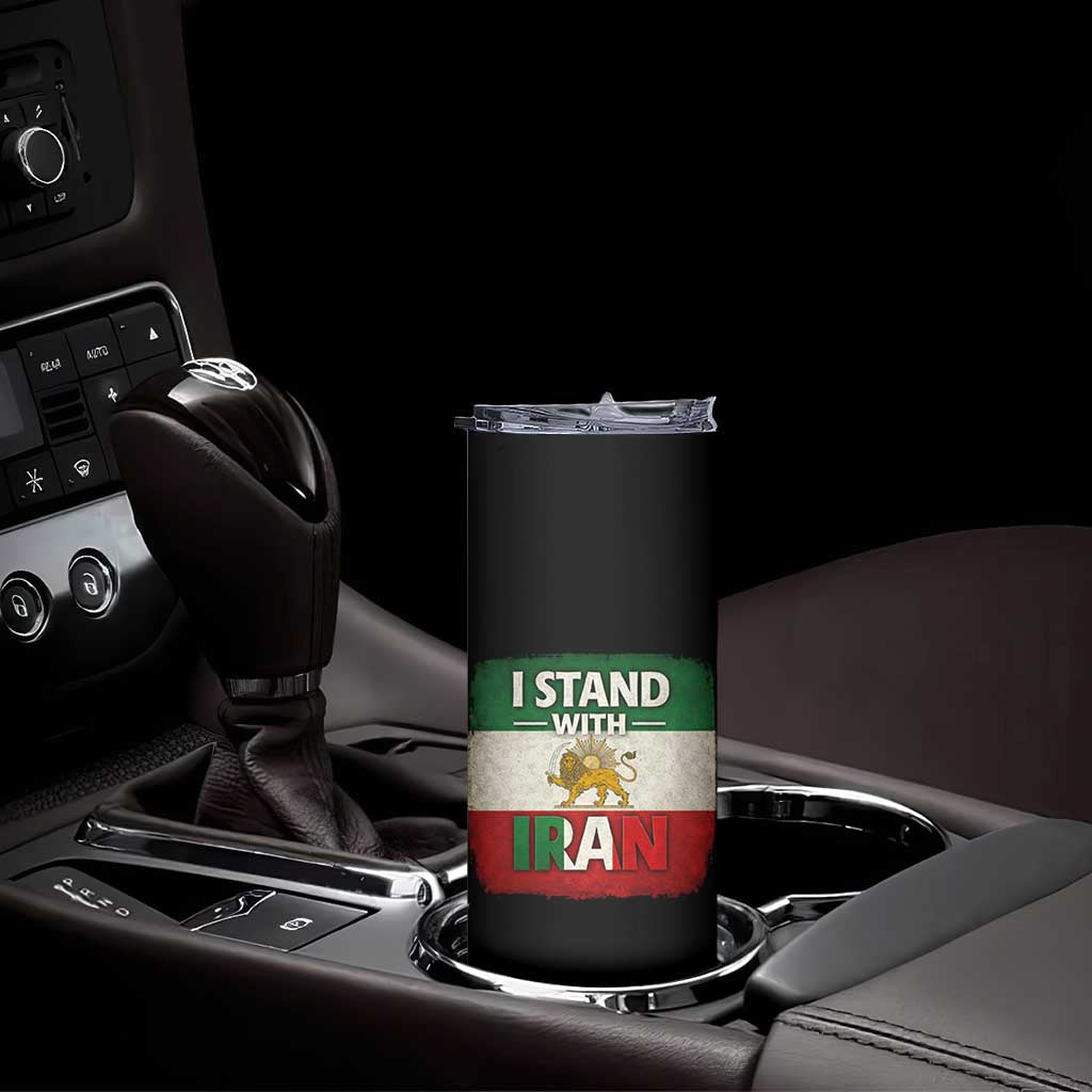 I Stand With Iran Skinny Tumbler Free Iran Support Persian Lion Flag