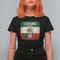 I Stand With Iran T Shirt For Women Free Iran Support Persian Lion Flag