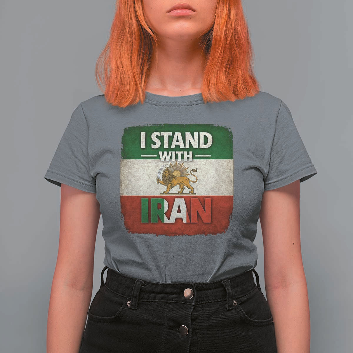 I Stand With Iran T Shirt For Women Free Iran Support Persian Lion Flag