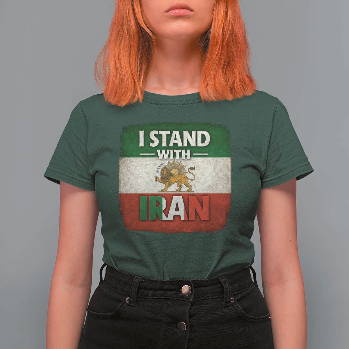 I Stand With Iran T Shirt For Women Free Iran Support Persian Lion Flag