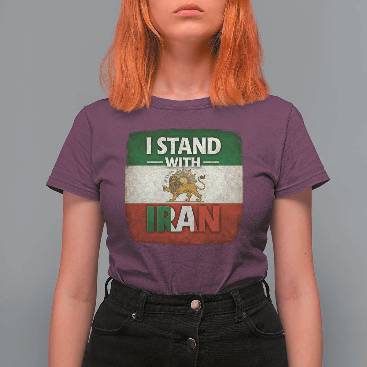 I Stand With Iran T Shirt For Women Free Iran Support Persian Lion Flag