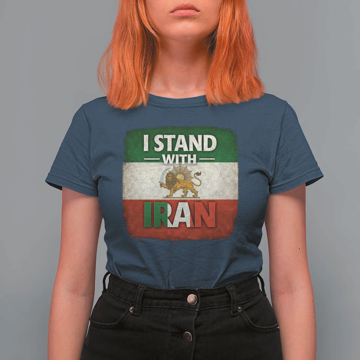 I Stand With Iran T Shirt For Women Free Iran Support Persian Lion Flag