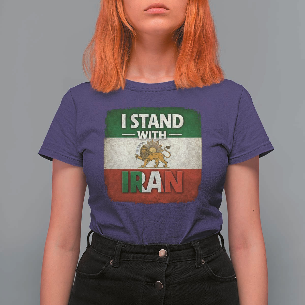 I Stand With Iran T Shirt For Women Free Iran Support Persian Lion Flag