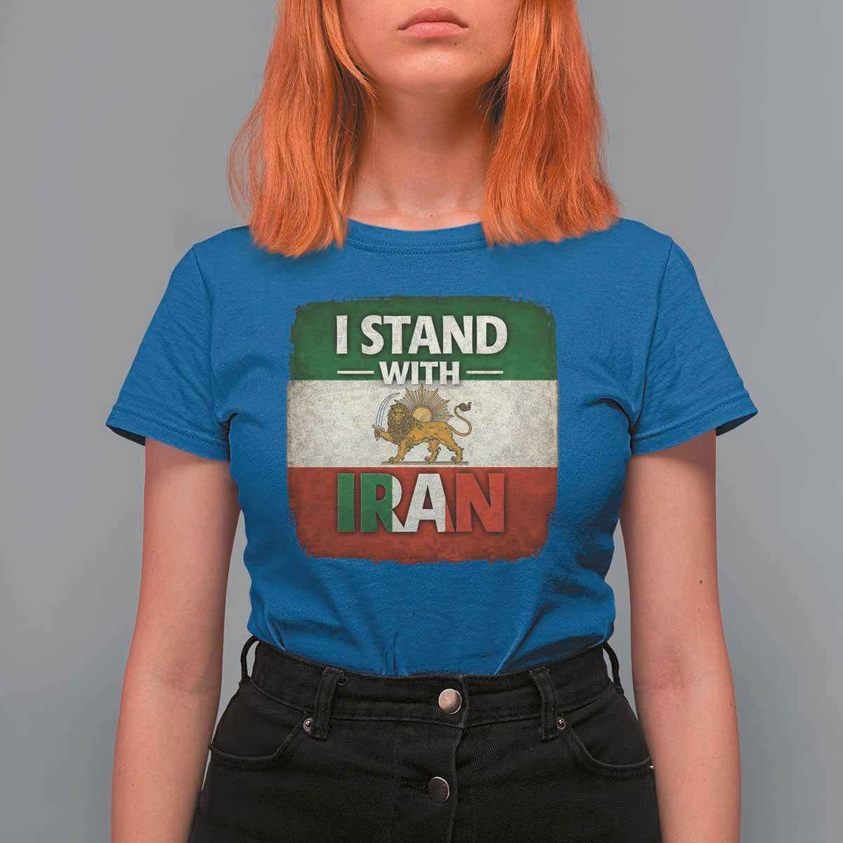 I Stand With Iran T Shirt For Women Free Iran Support Persian Lion Flag