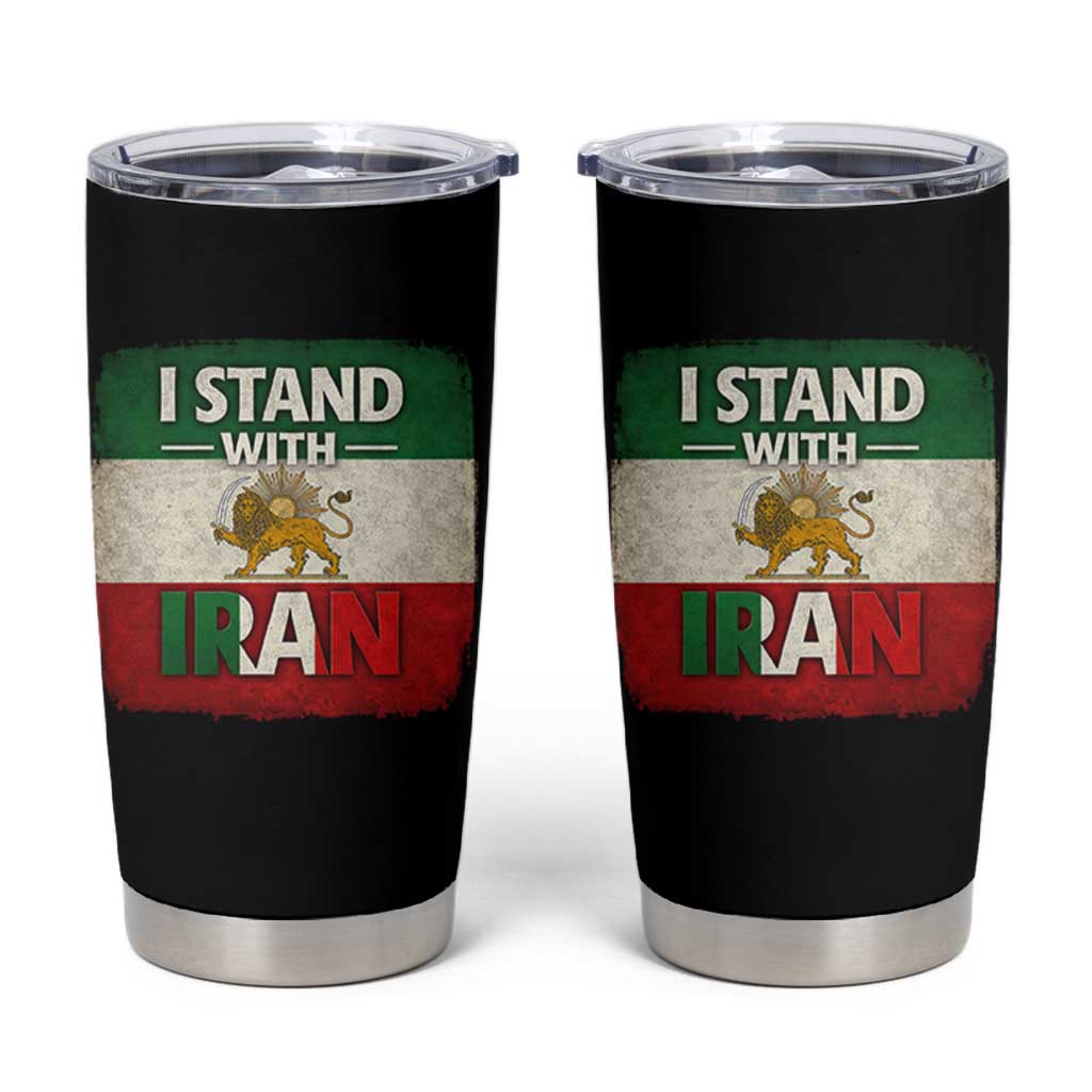I Stand With Iran Tumbler Cup Free Iran Support Persian Lion Flag