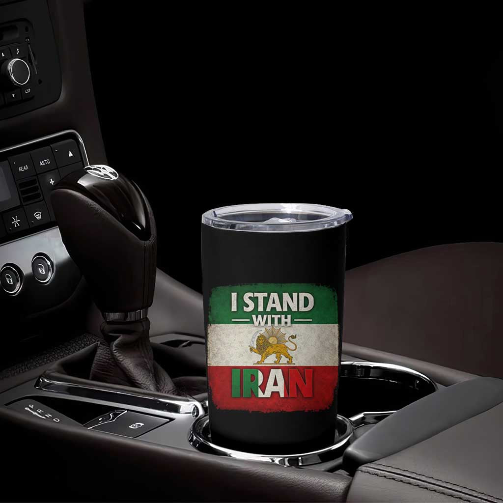 I Stand With Iran Tumbler Cup Free Iran Support Persian Lion Flag
