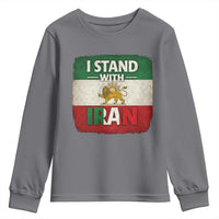 I Stand With Iran Youth Sweatshirt Free Iran Support Persian Lion Flag